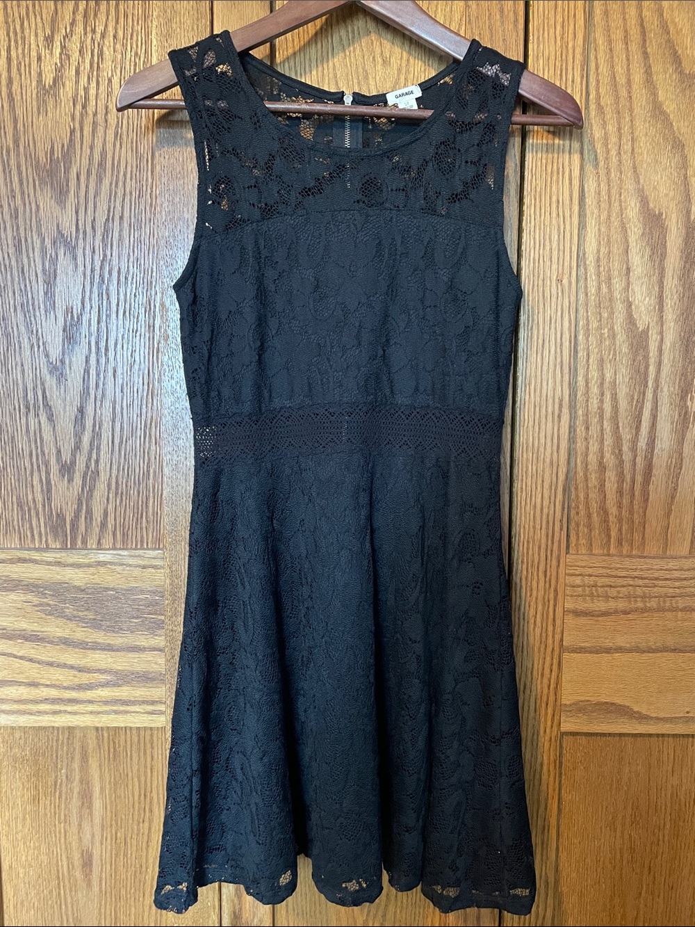 Garage Black Lace Fit-and-Flare Mini Dress